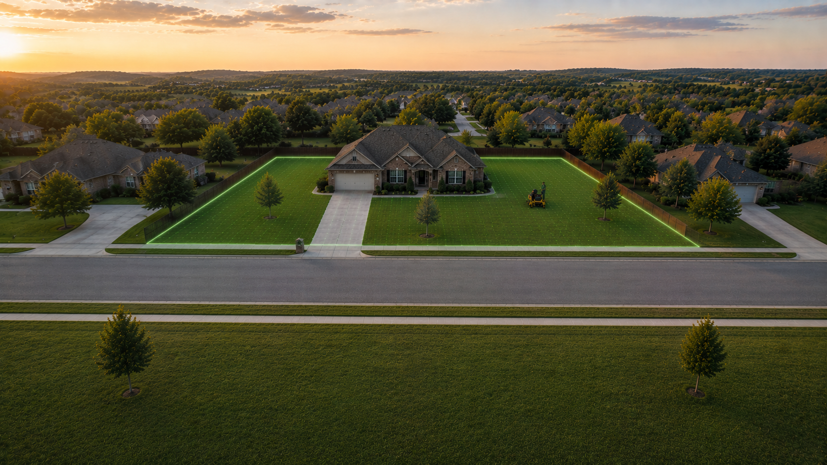Freshly mowed Northwest Arkansas lawn